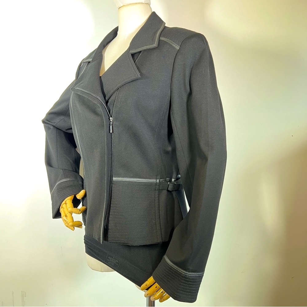 Black Label by Chico’s Black Cinch Waist Bomber Jacket Blazer Size 1 MEDIUM